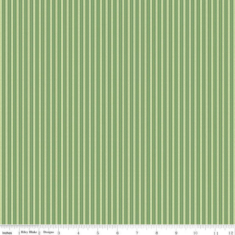 Orchard Stripes C13157 Leaf - Riley Blake Designs - Green Stripe Striped - Quilting Cotton Fabric