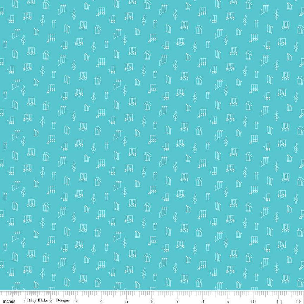 29" End of Bolt - CLEARANCE Swan Serenade Opus C13263 Peacock - Riley Blake Designs - Music Musical Notation Notes - Quilting Cotton Fabric