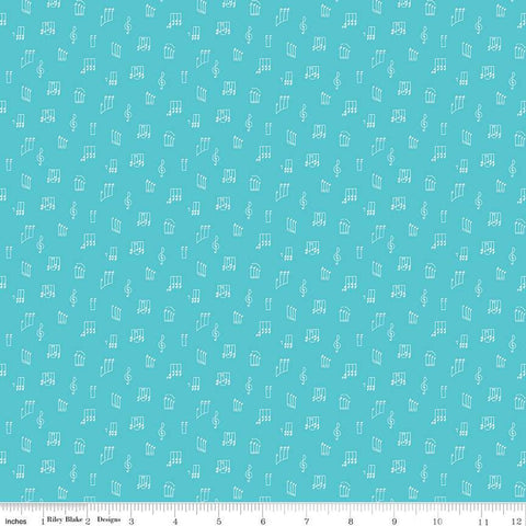CLEARANCE Swan Serenade Opus C13263 Peacock - Riley Blake Designs - Music Musical Notation Notes - Quilting Cotton Fabric