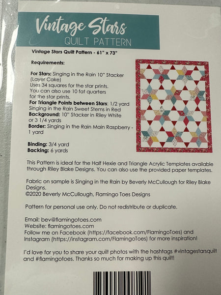 Vintage Star Quilt PATTERN P138 by Beverly McCullough - Riley Blake Designs - INSTRUCTIONS Only - 10" Stacker Friendly