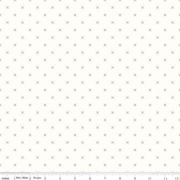 SALE Bee Backgrounds Cross Stitch C6381 Gray - Riley Blake Designs - Xs Off White - Lori Holt - Quilting Cotton Fabric