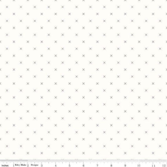 DEAL Bee Backgrounds Cross Stitch C6381 Gray - Riley Blake Designs - Xs Off White - Lori Holt - Quilting Cotton Fabric