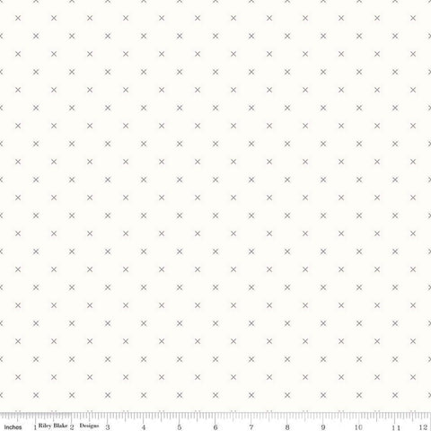 SALE Bee Backgrounds Cross Stitch C6381 Gray - Riley Blake Designs - Xs Off White - Lori Holt - Quilting Cotton Fabric