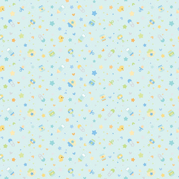 33" End of Bolt - SALE FLANNEL Baby Boy Binkies and Bottles F13332 Sky - Riley Blake Designs - Children's Stars Safety Pins - FLANNEL Cotton