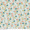 Fat Quarter End of Bolt - FLANNEL Make a Pretty Life Floral F13336 Mint - Riley Blake Designs - Flowers Blossoms Leaves - FLANNEL Cotton