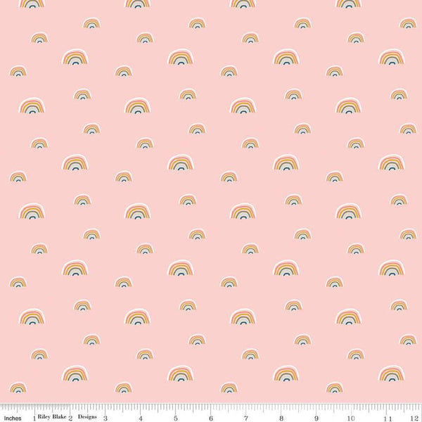 CLEARANCE FLANNEL Make a Pretty Life Rainbows F13337 Blush - Riley Blake Designs - FLANNEL Cotton Fabric