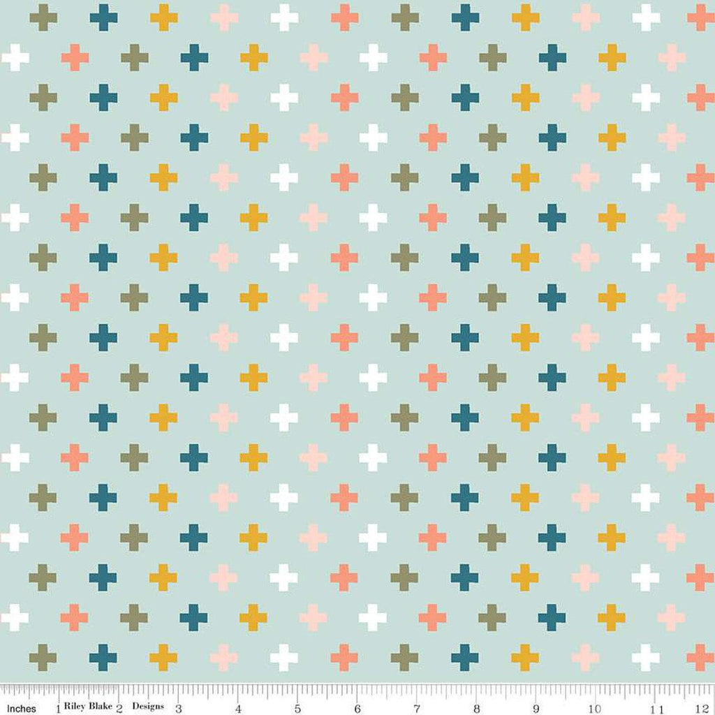 SALE FLANNEL Make a Pretty Life Plus F13338 Mint - Riley Blake Designs - Geometric Plus Signs - FLANNEL Cotton Fabric