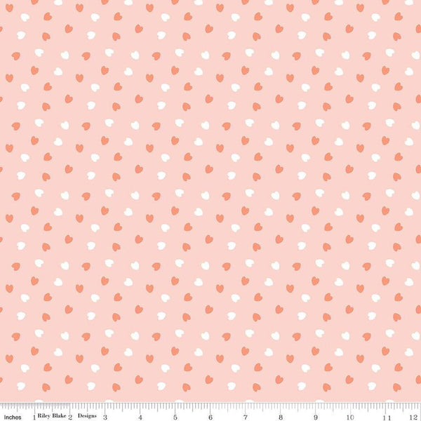 SALE FLANNEL Make a Pretty Life Hearts F13339 Blush - Riley Blake Designs - FLANNEL Cotton Fabric