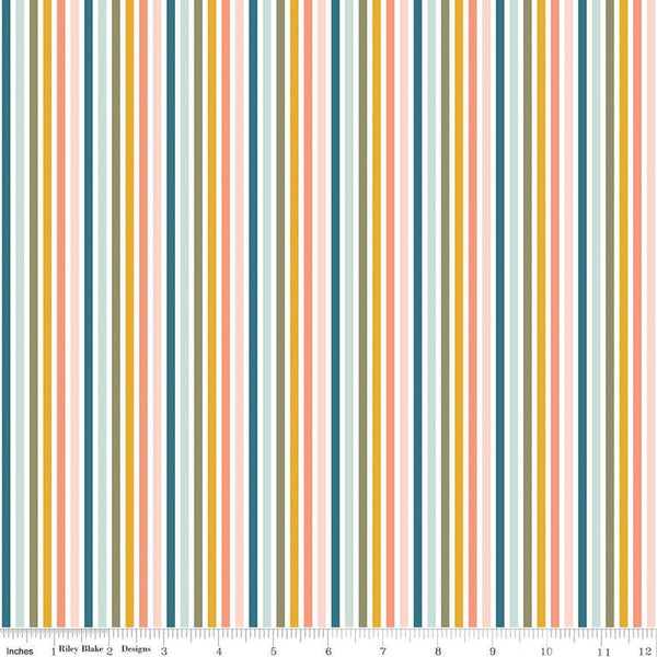 SALE FLANNEL Make a Pretty Life Stripes F13340 Multi - Riley Blake Designs - Multi-Colored White Stripe Striped FLANNEL Cotton Fabric