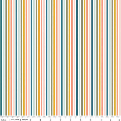 SALE FLANNEL Make a Pretty Life Stripes F13340 Multi - Riley Blake Designs - Multi-Colored White Stripe Striped FLANNEL Cotton Fabric