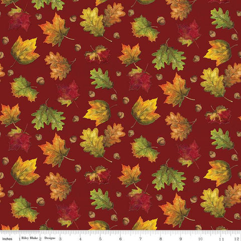 CLEARANCE Monthly Placemats September Leaves C12417 Red - Riley Blake Designs - Fall Autumn  - Quilting Cotton Fabric