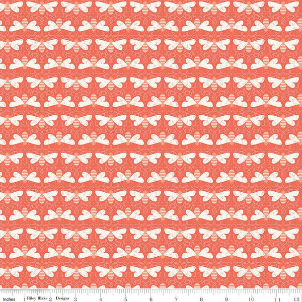 CLEARANCE Honeycomb Hill Winged C13122 Rouge - Riley Blake  - Bees - Quilting Cotton