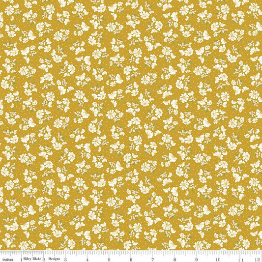 SALE Honeycomb Hill Pretty Petals C13123 Curry - Riley Blake Designs - Floral Flowers - Quilting Cotton Fabric