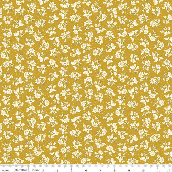 SALE Honeycomb Hill Pretty Petals C13123 Curry - Riley Blake Designs - Floral Flowers - Quilting Cotton Fabric