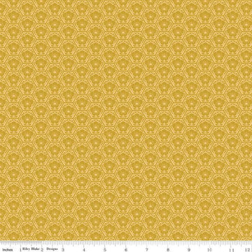 SALE Honeycomb Hill Honeycomb C13124 Curry - Riley Blake Designs - Floral Flowers Hexagons - Quilting Cotton Fabric