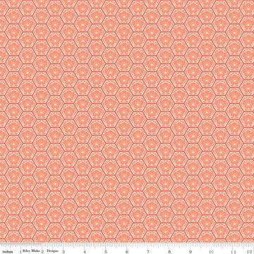 CLEARANCE Honeycomb Hill Honeycomb C13124 Rouge - Riley Blake Designs - Floral Flowers Hexagons - Quilting Cotton Fabric