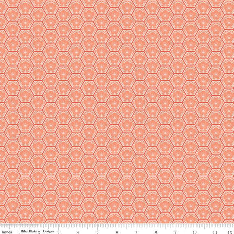 SALE Honeycomb Hill Honeycomb C13124 Rouge - Riley Blake Designs - Floral Flowers Hexagons - Quilting Cotton Fabric