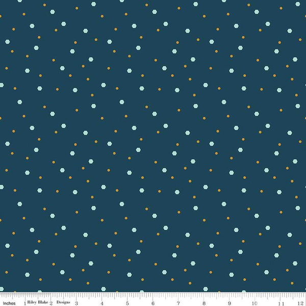 SALE Honeycomb Hill Mini Hexies C13125 Oxford - Riley Blake Designs - Scattered Hexagons - Quilting Cotton Fabric