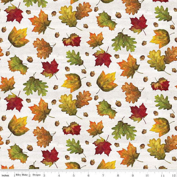 CLEARANCE Monthly Placemats September Leaves C12417 Off White - Riley Blake Designs - Fall Autumn  - Quilting Cotton Fabric