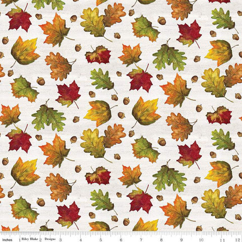 CLEARANCE Monthly Placemats September Leaves C12417 Off White - Riley Blake Designs - Fall Autumn  - Quilting Cotton Fabric