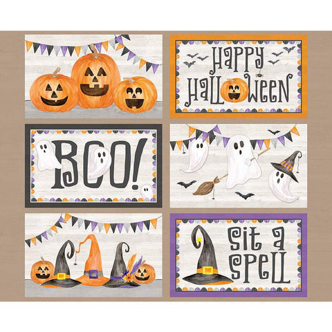 Monthly Placemats October Placemat Panel PD12418 by Riley Blake Designs - DIGITALLY PRINTED Halloween Text - Quilting Cotton Fabric