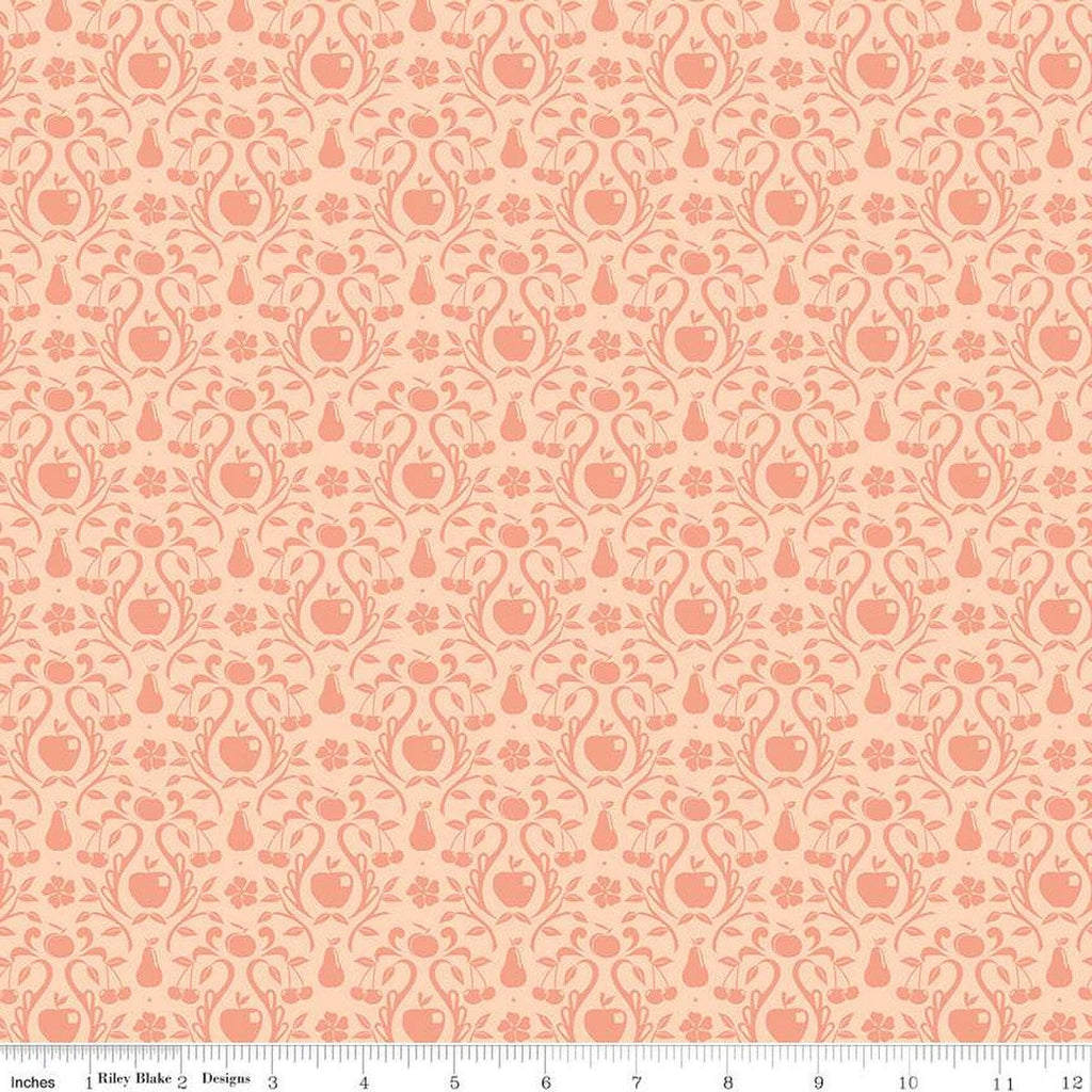 SALE Orchard Damask C13154 Apricot - Riley Blake Designs - Fruit - Quilting Cotton Fabric