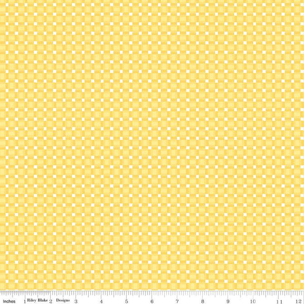 Orchard Basket C13155 Lemon - Riley Blake Designs - Irregular Plaid Yellow White - Quilting Cotton Fabric