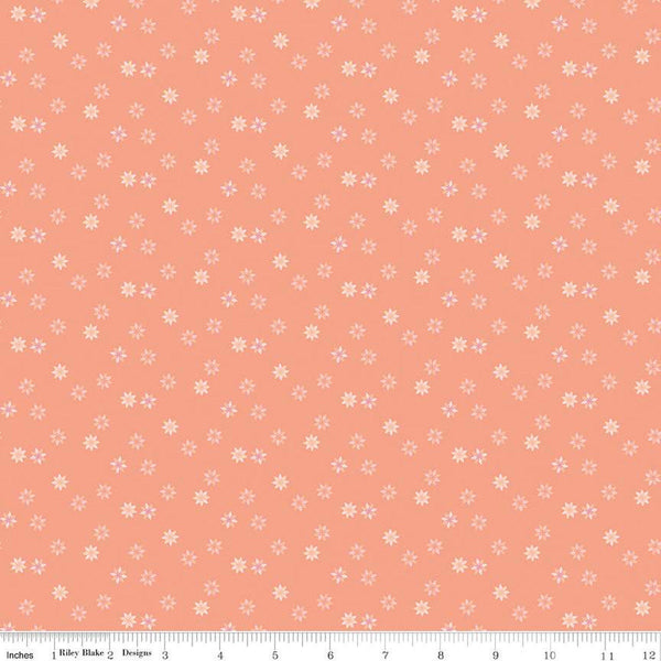 30" End of Bolt - CLEARANCE Orchard Mini Flowers C13156 Apricot - Riley Blake Designs - Floral - Quilting Cotton Fabric