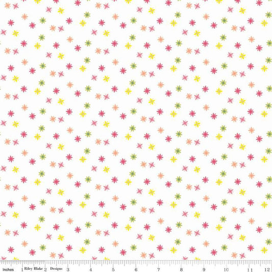 DEAL Orchard Mini Flowers C13156 Multi - Riley Blake Designs - Floral on White - Quilting Cotton Fabric