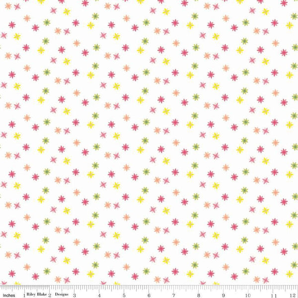 Orchard Mini Flowers C13156 Multi - Riley Blake Designs - Floral on White - Quilting Cotton Fabric