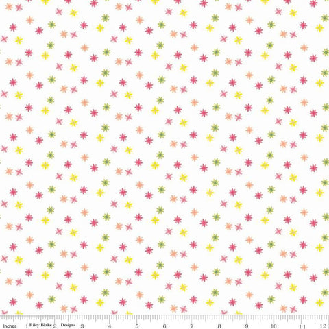 Orchard Mini Flowers C13156 Multi - Riley Blake Designs - Floral on White - Quilting Cotton Fabric