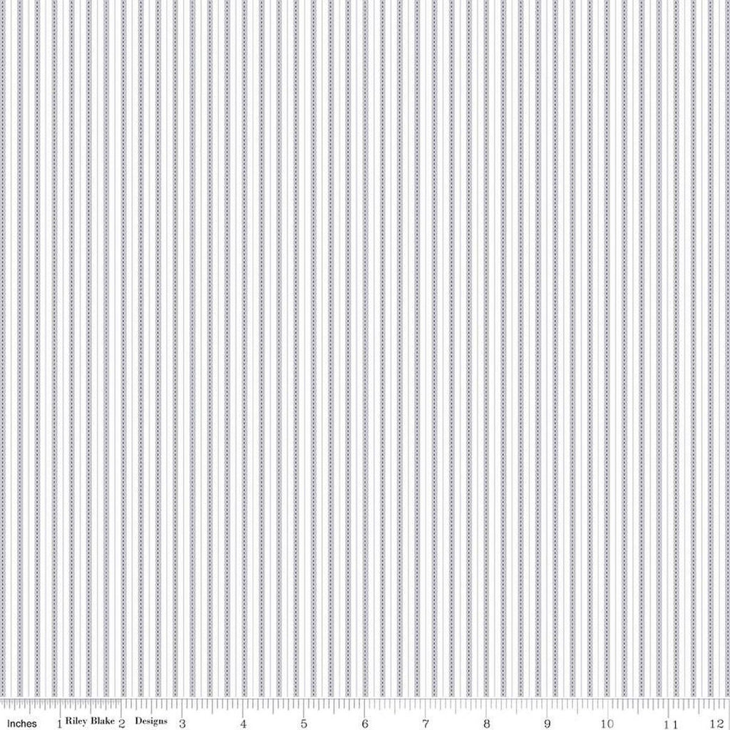 Orchard Stripes C13157 Gray - Riley Blake Designs - White Gray Stripe Striped - Quilting Cotton Fabric