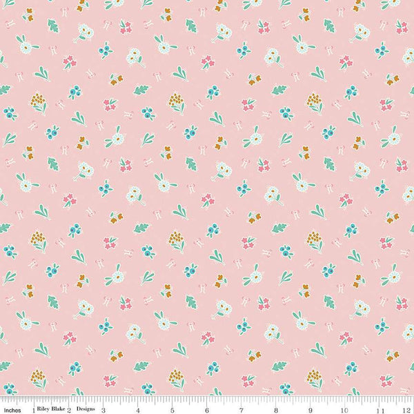 CLEARANCE Swan Serenade Encore SC13262 Pink SPARKLE - Riley Blake Designs - Floral Flowers Gold SPARKLE - Quilting Cotton Fabric