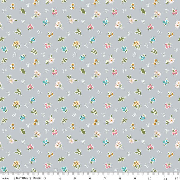 CLEARANCE Swan Serenade Encore SC13262 Silver SPARKLE - Riley Blake  - Floral Flowers Gold SPARKLE - Quilting Cotton