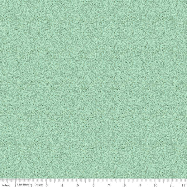 CLEARANCE Swan Serenade Feathers C13266 Mint - Riley Blake Designs - Tone-on-Tone - Quilting Cotton Fabric