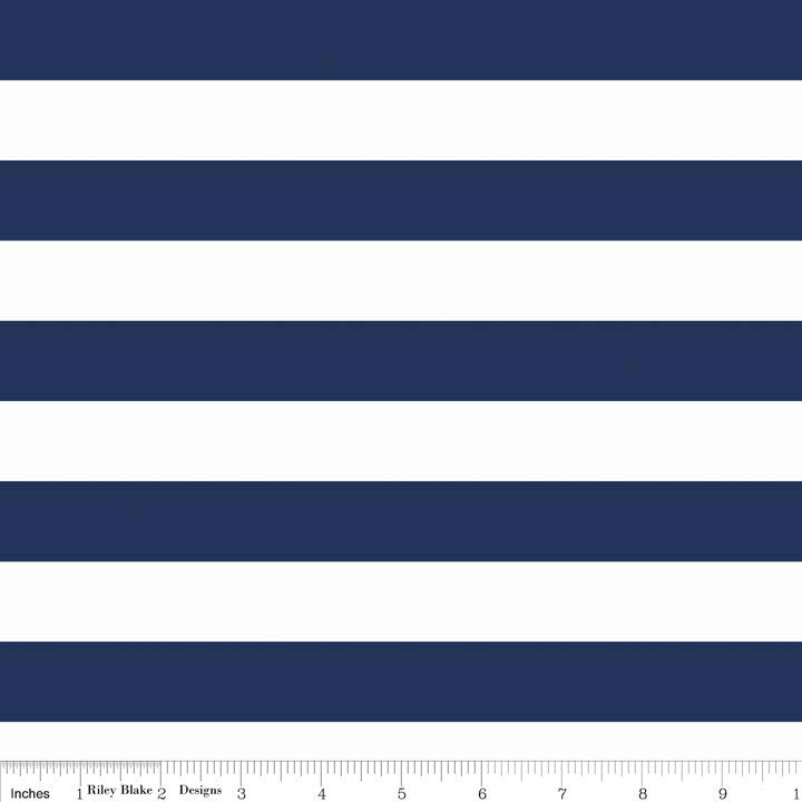SALE Navy and White 1" One Inch Stripe by Riley Blake Designs - Jersey KNIT cotton  spandex stretch fabric