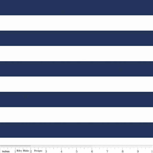 SALE Navy and White 1" One Inch Stripe by Riley Blake Designs - Jersey KNIT cotton  spandex stretch fabric