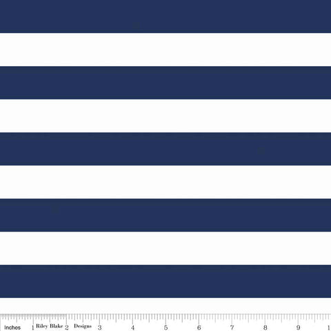 SALE Navy and White 1" One Inch Stripe by Riley Blake Designs - Jersey KNIT cotton  spandex stretch fabric