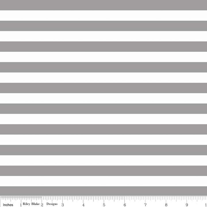 SALE Gray White 1/2" Half Inch Stripe by Riley Blake Designs - Jersey KNIT cotton  stretch fabric