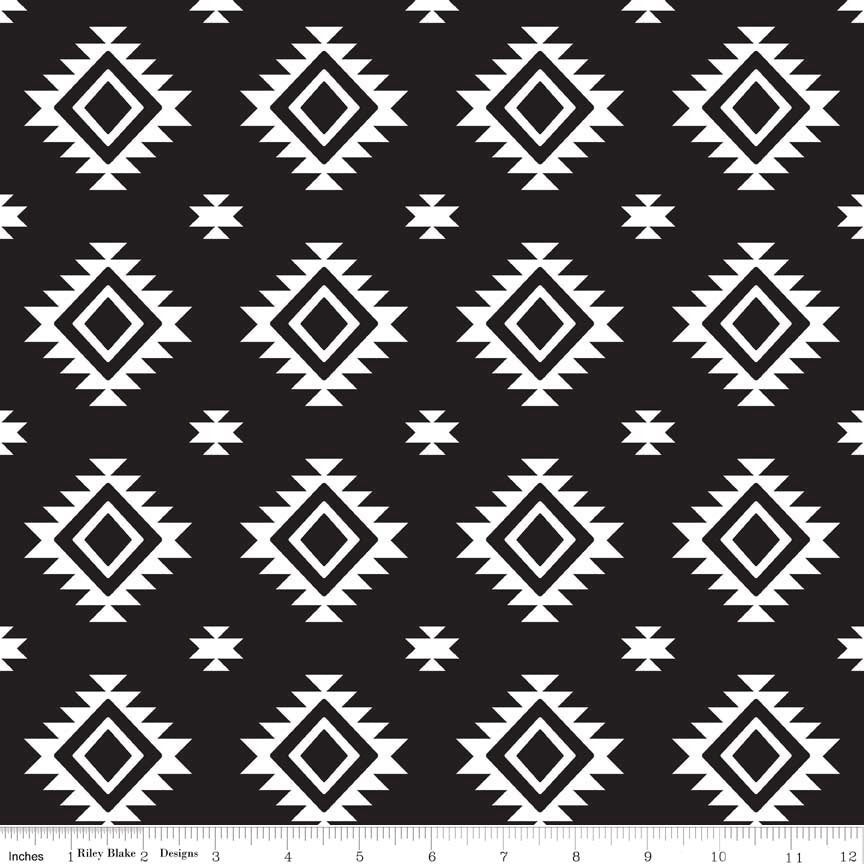 SALE Aztec Black by Riley Blake Designs - Black and white - Jersey KNIT cotton  spandex stretch fabric