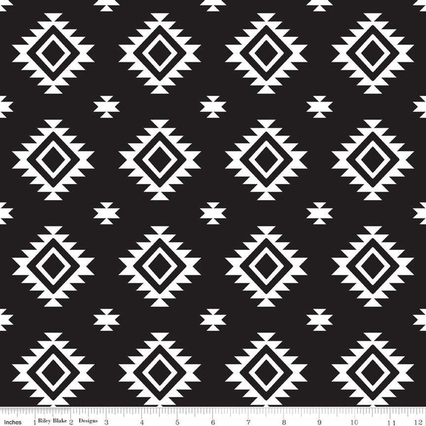 SALE Aztec Black by Riley Blake Designs - Black and white - Jersey KNIT cotton  spandex stretch fabric