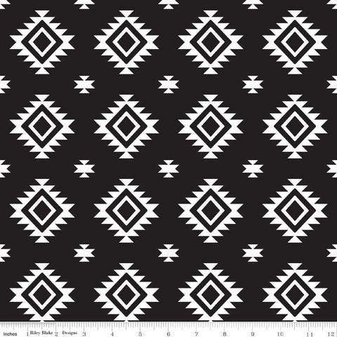 SALE Aztec Black by Riley Blake Designs - Black and white - Jersey KNIT cotton  spandex stretch fabric