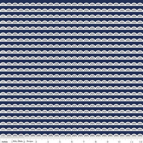 CLEARANCE Idle Wild Lace Blue by Riley Blake Designs - Navy Stripe - Jersey KNIT cotton  spandex stretch fabric