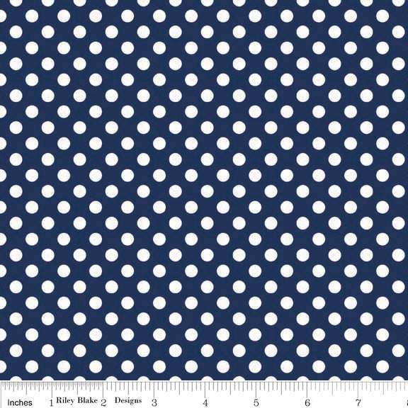 SALE Navy and White Small Polka Dot by Riley Blake Designs - Blue - Jersey KNIT cotton  stretch fabric