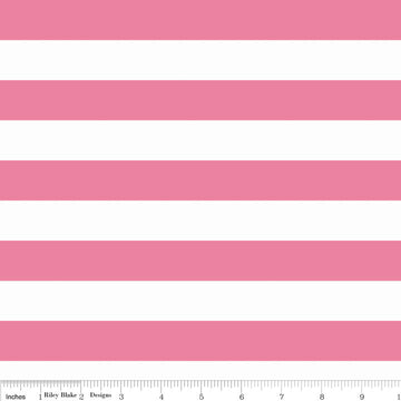 25" End of Bolt - Hot Pink 1" One Inch Stripe - Riley Blake Designs - Jersey KNIT cotton  spandex stretch fabric