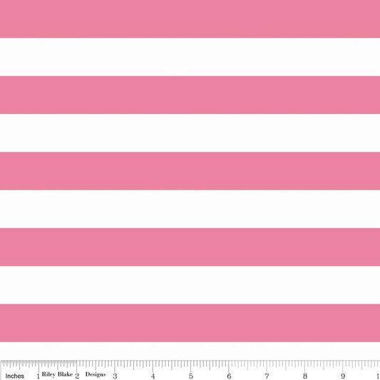 25" End of Bolt - Hot Pink 1" One Inch Stripe - Riley Blake Designs - Jersey KNIT cotton  spandex stretch fabric